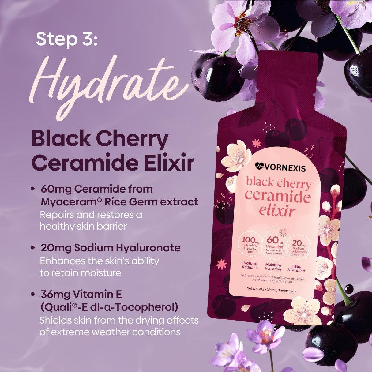 Skincare Trinity Bundle: Collagen Glow Berries + Snow Tomato Glowjuice + Black Cherry Ceramide Elixir